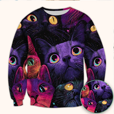 Colorful Neon Cat Faces Scrub Top, Comfortable Scrubs for Nurses