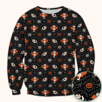 Cute Halloween Vampire Cat Pattern Scrub Top, Comfortable Scrubs for Nurses