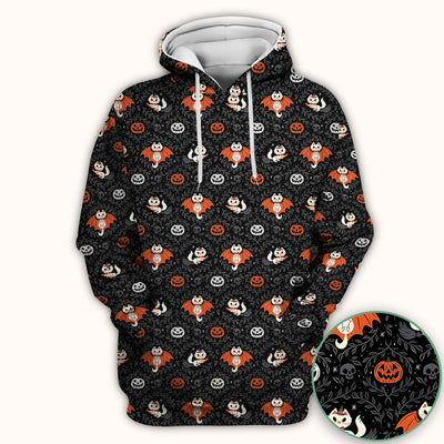 Cute Halloween Vampire Cat Pattern Scrub Top, Comfortable Scrubs for Nurses