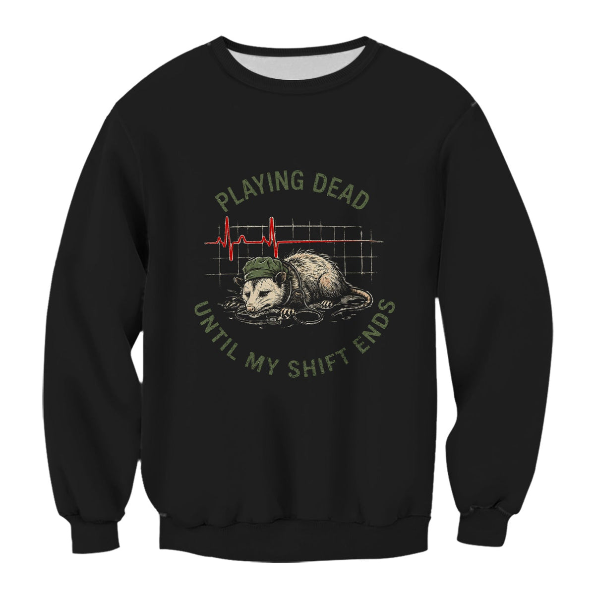 Funny Playing Dead Until My Shift Ends T-Shirt, Opossum Tee for Night Shift Nurses
