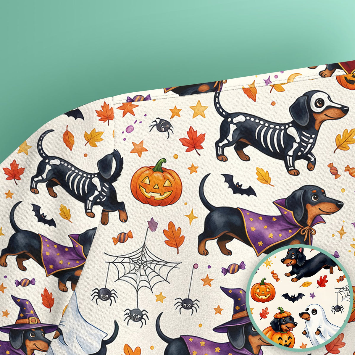 Cute Halloween Dachshund Costume Pattern Scrub Top, Comfortable Scrubs for Nurses