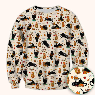 Cute Thanksgiving Black Cat Pattern Scrub Top, Comfortable Scrubs for Nurses