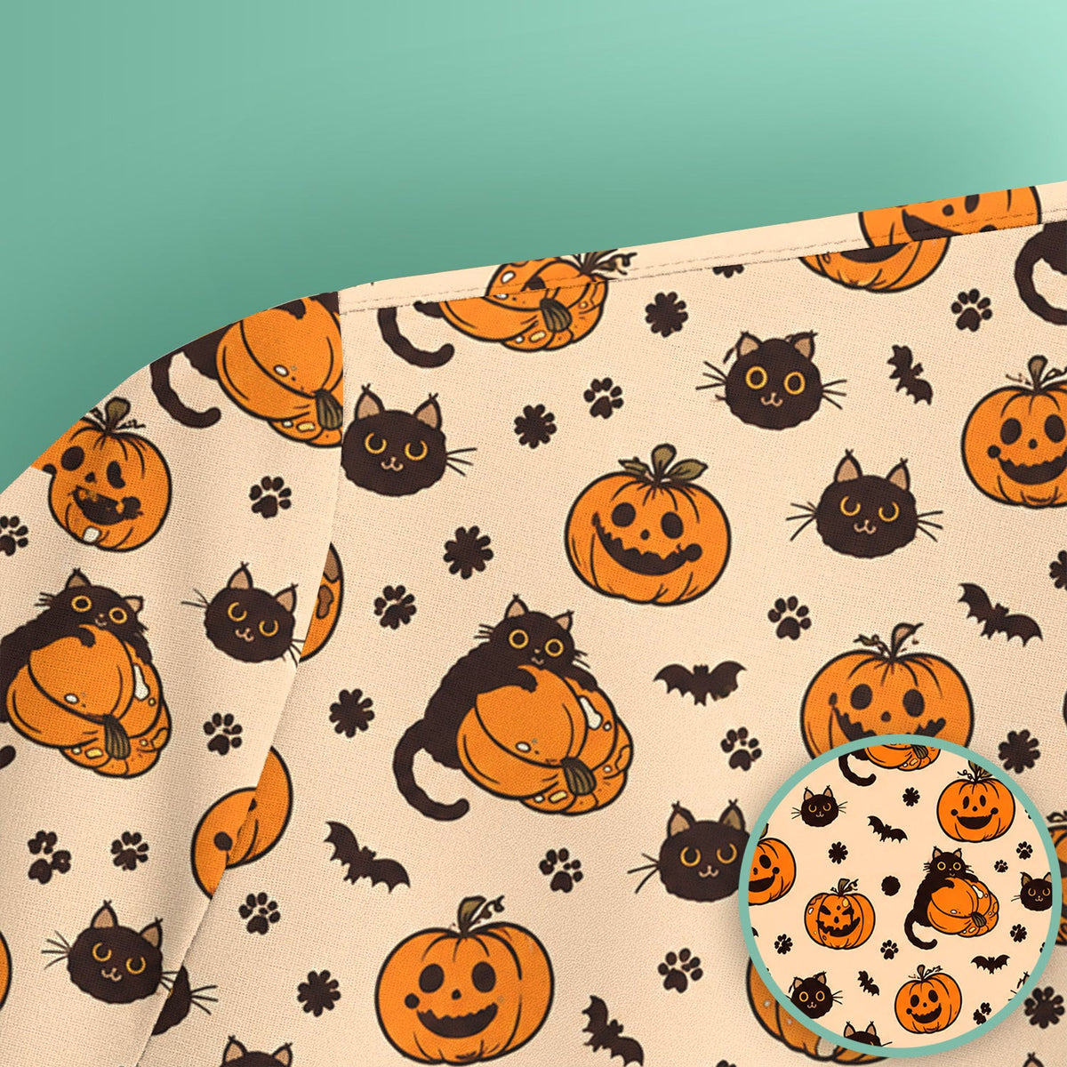 Halloween Black Cats Jack O Lanterns Scrub Top, Comfortable Scrubs for Nurses