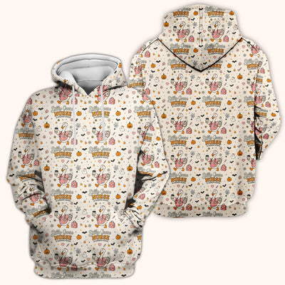 Funny Halloween Silly Goose Pattern Scrub Top, Comfortable Scrubs for Nurses