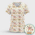 Funny Halloween Silly Goose Pattern Scrub Top, Comfortable Scrubs for Nurses