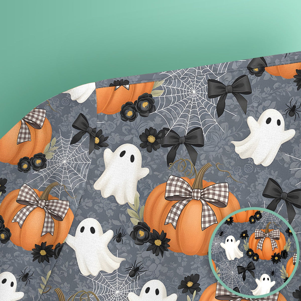 Cute Halloween Ghost And Pumpkin Scrub Top, Comfortable Scrubs for Nurses