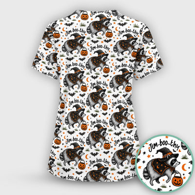Funny Jim Boo Thy Raccoon Scrub Top, Comfortable Scrubs for Nurses