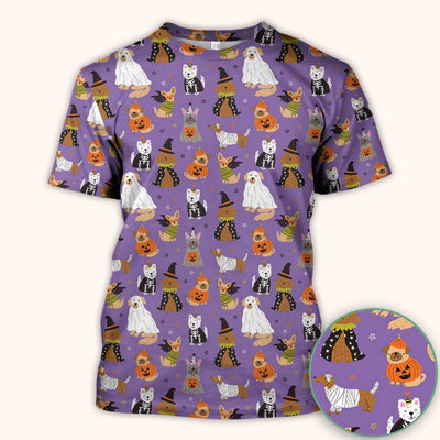 Cute Halloween Costume Dogs Scrub Top, Comfortable Scrubs for Nurses