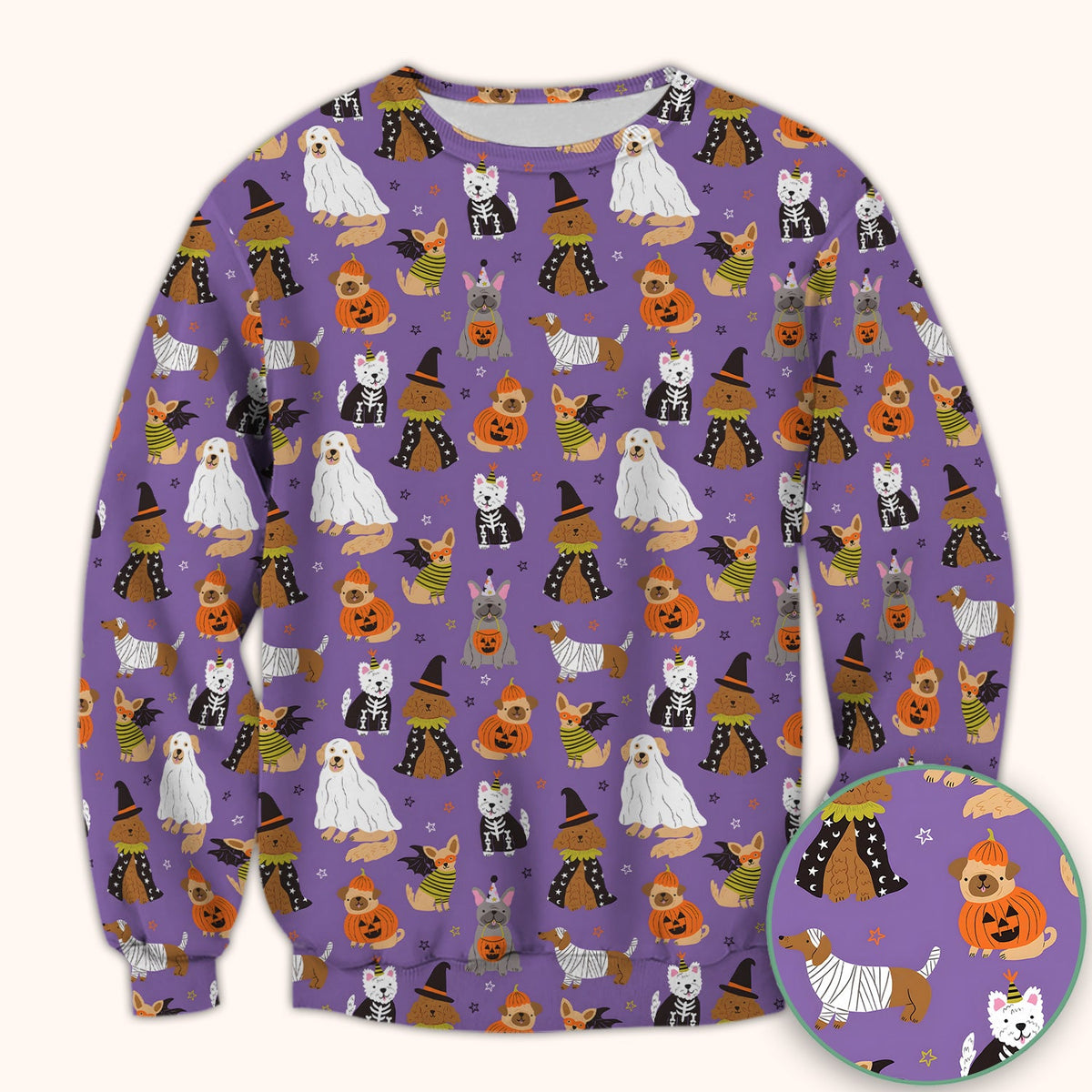 Cute Halloween Costume Dogs Scrub Top, Comfortable Scrubs for Nurses