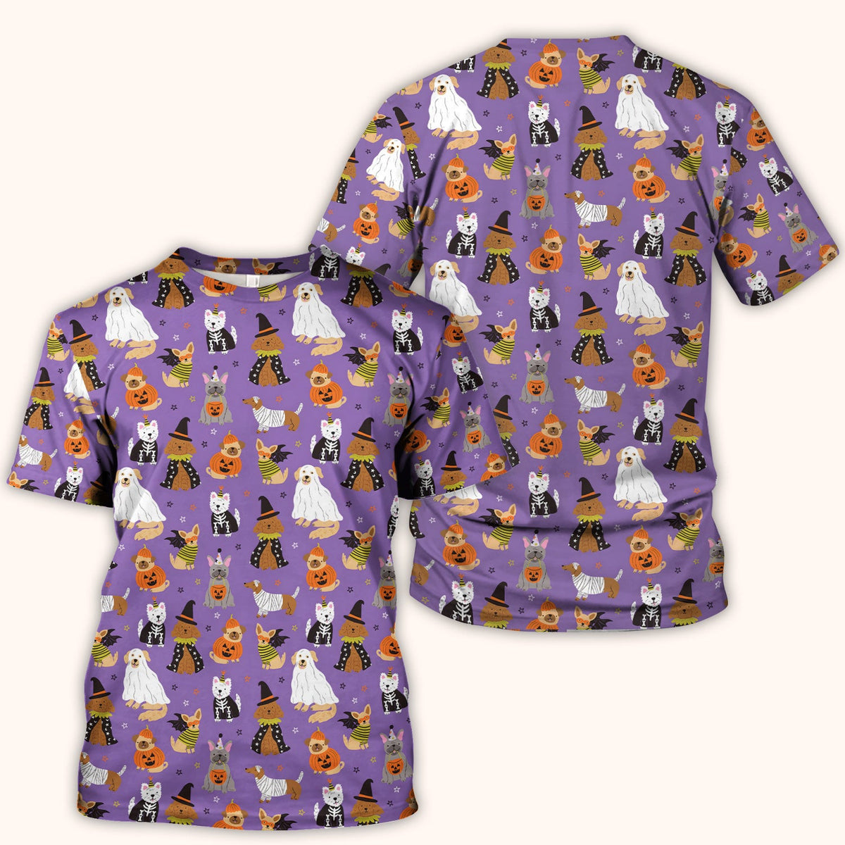 Cute Halloween Costume Dogs Scrub Top, Comfortable Scrubs for Nurses