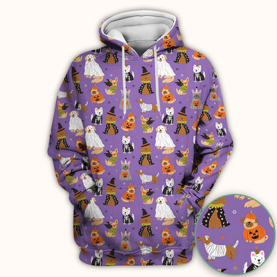 Cute Halloween Costume Dogs Scrub Top, Comfortable Scrubs for Nurses