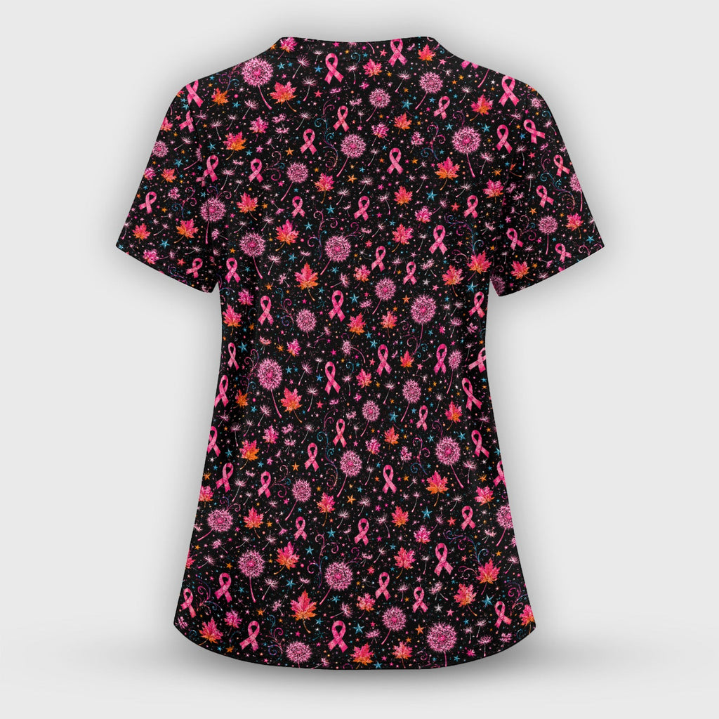 Meaningful Breast Cancer Awareness Skeleton Scrub Top, Comfortable Scrubs for Nurses