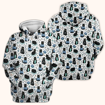 Black Cat Clinic Scrub Top, Comfortable Scrubs for Nurses