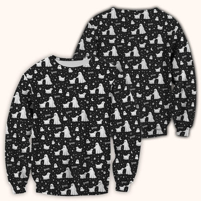 Halloween Ghost Boop Dog Pattern Scrub Top, Comfortable Scrubs for Nurses