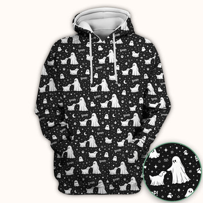 Halloween Ghost Boop Dog Pattern Scrub Top, Comfortable Scrubs for Nurses