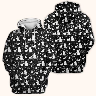 Halloween Ghost Boop Dog Pattern Scrub Top, Comfortable Scrubs for Nurses