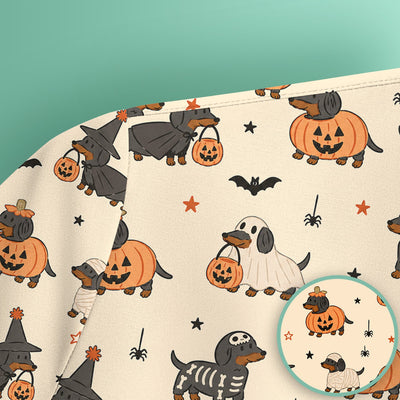 Halloween Dachshund Pattern Scrub Top, Comfortable Scrubs for Nurses