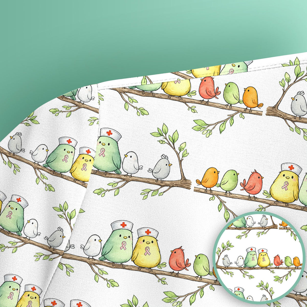 Cute Nurse Birds On Branches Scrub Top, Comfortable Scrubs for Nurses