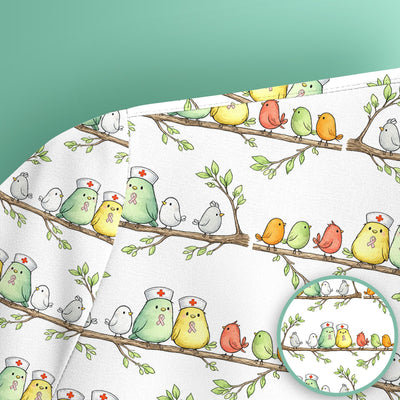Cute Nurse Birds On Branches Scrub Top, Comfortable Scrubs for Nurses