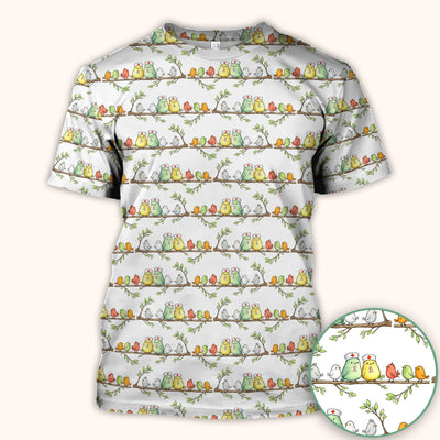 Cute Nurse Birds On Branches Scrub Top, Comfortable Scrubs for Nurses