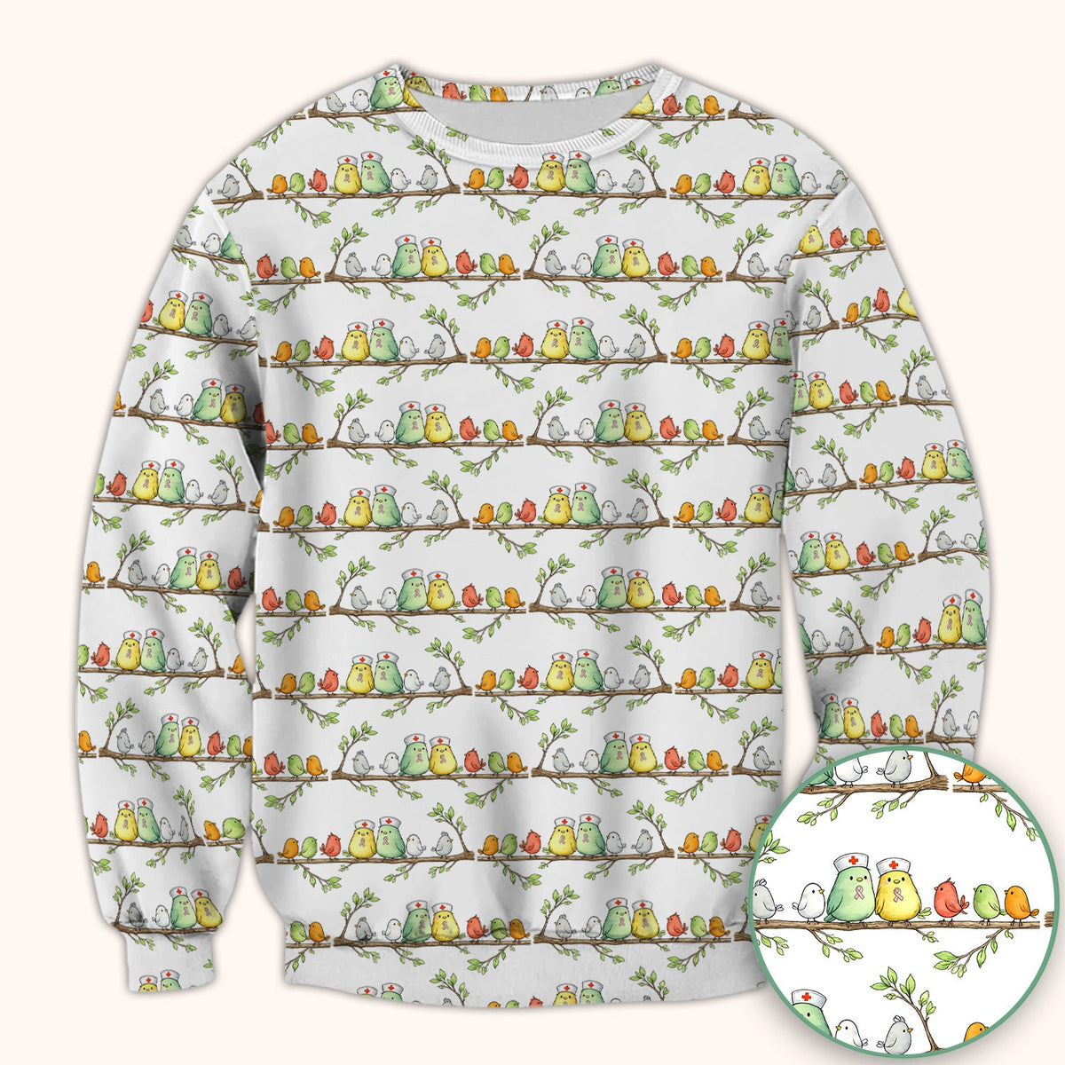 Cute Nurse Birds On Branches Scrub Top, Comfortable Scrubs for Nurses
