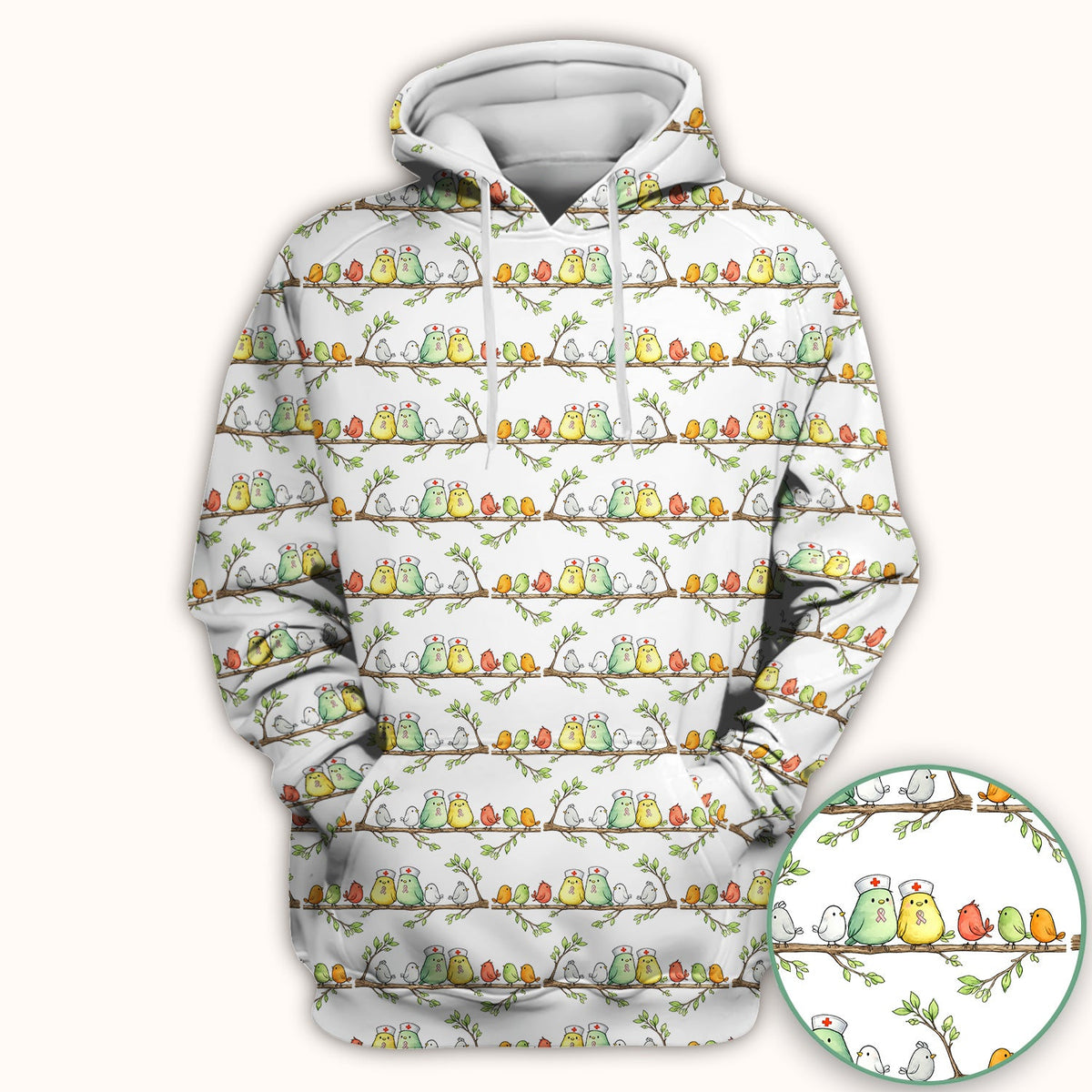 Cute Nurse Birds On Branches Scrub Top, Comfortable Scrubs for Nurses
