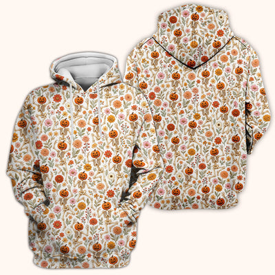 Halloween Pumpkin Skeleton Floral Scrub Top, Comfortable Scrubs for Nurses
