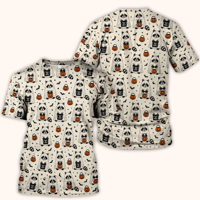 Cute Halloween Ghost Raccoon Scrub Top, Comfortable Scrubs for Nurses