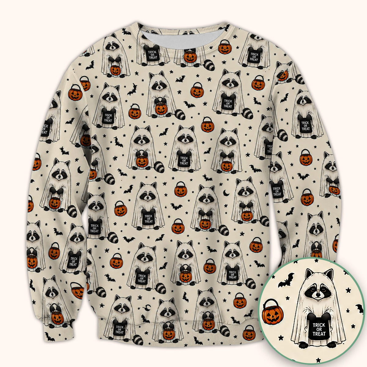 Cute Halloween Ghost Raccoon Scrub Top, Comfortable Scrubs for Nurses