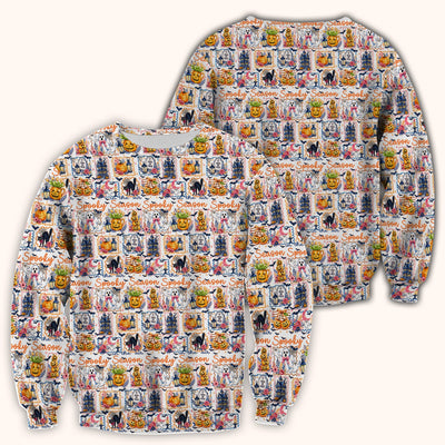 Spooky Halloween Pumpkin Ghost Pattern Scrub Top, Comfortable Scrubs for Nurses