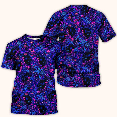 Spooky Black Cat Garden Pattern Scrub Top, Comfortable Scrubs for Nurses