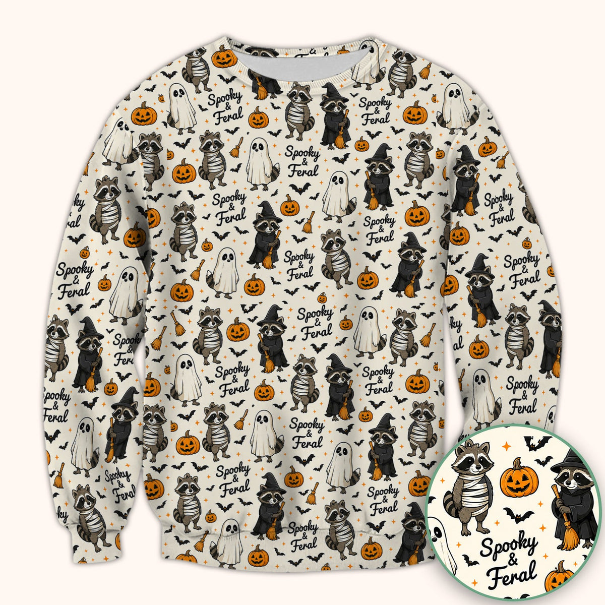 Spooky And Feral Halloween Raccoon Scrub Top, Comfortable Scrubs for Nurses