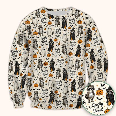 Spooky And Feral Halloween Raccoon Scrub Top, Comfortable Scrubs for Nurses