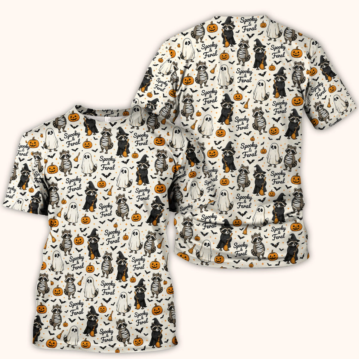 Spooky And Feral Halloween Raccoon Scrub Top, Comfortable Scrubs for Nurses