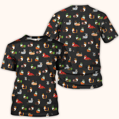 Cute Halloween Costume Corgis Scrub Top, Comfortable Scrubs for Nurses