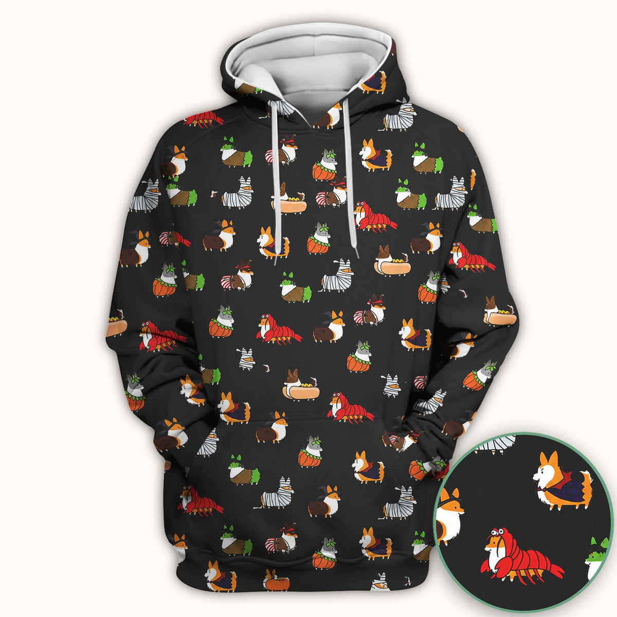 Cute Halloween Costume Corgis Scrub Top, Comfortable Scrubs for Nurses
