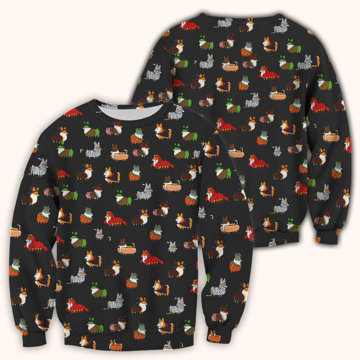 Cute Halloween Costume Corgis Scrub Top, Comfortable Scrubs for Nurses