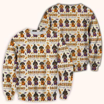Candy Dachshund Pattern Scrub Top, Comfortable Scrubs for Nurses