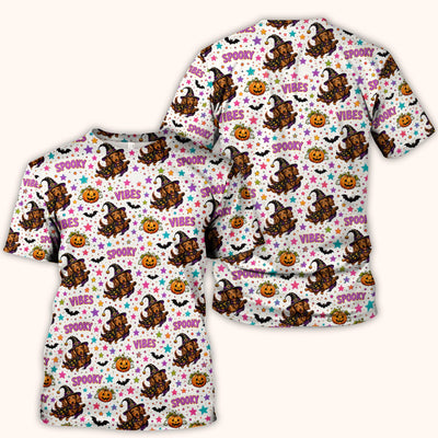 Spooky Dachshund Vibes Print Scrub Top, Comfortable Scrubs for Nurses