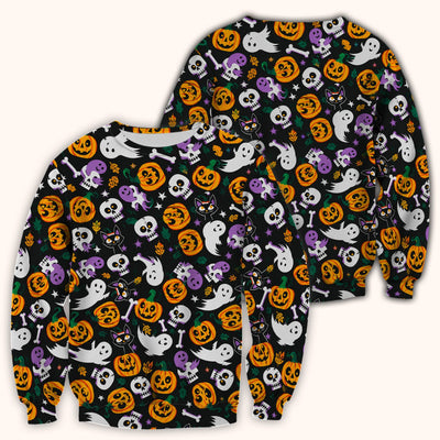 Spooky Pumpkin Ghost Print Scrub Top, Comfortable Scrubs for Nurses