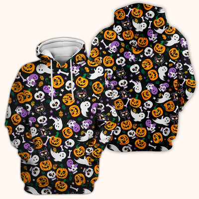 Spooky Pumpkin Ghost Print Scrub Top, Comfortable Scrubs for Nurses