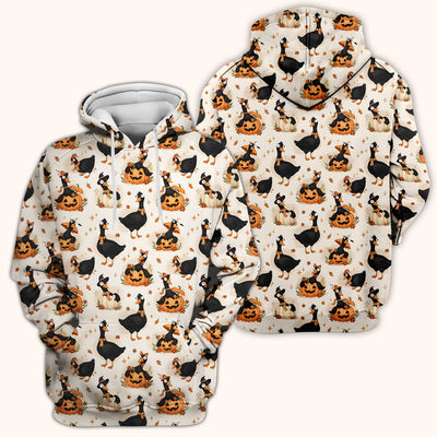 Pumpkin Black Goose Print Scrub Top, Comfortable Scrubs for Nurses