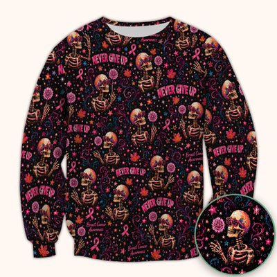 Breast Cancer Awareness Skeletons Pattern Scrub Top, Comfortable Scrubs for Nurses