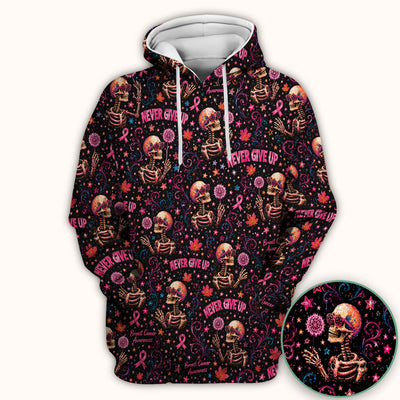 Breast Cancer Awareness Skeletons Pattern Scrub Top, Comfortable Scrubs for Nurses