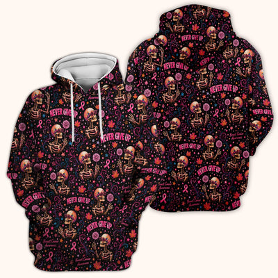 Breast Cancer Awareness Skeletons Pattern Scrub Top, Comfortable Scrubs for Nurses