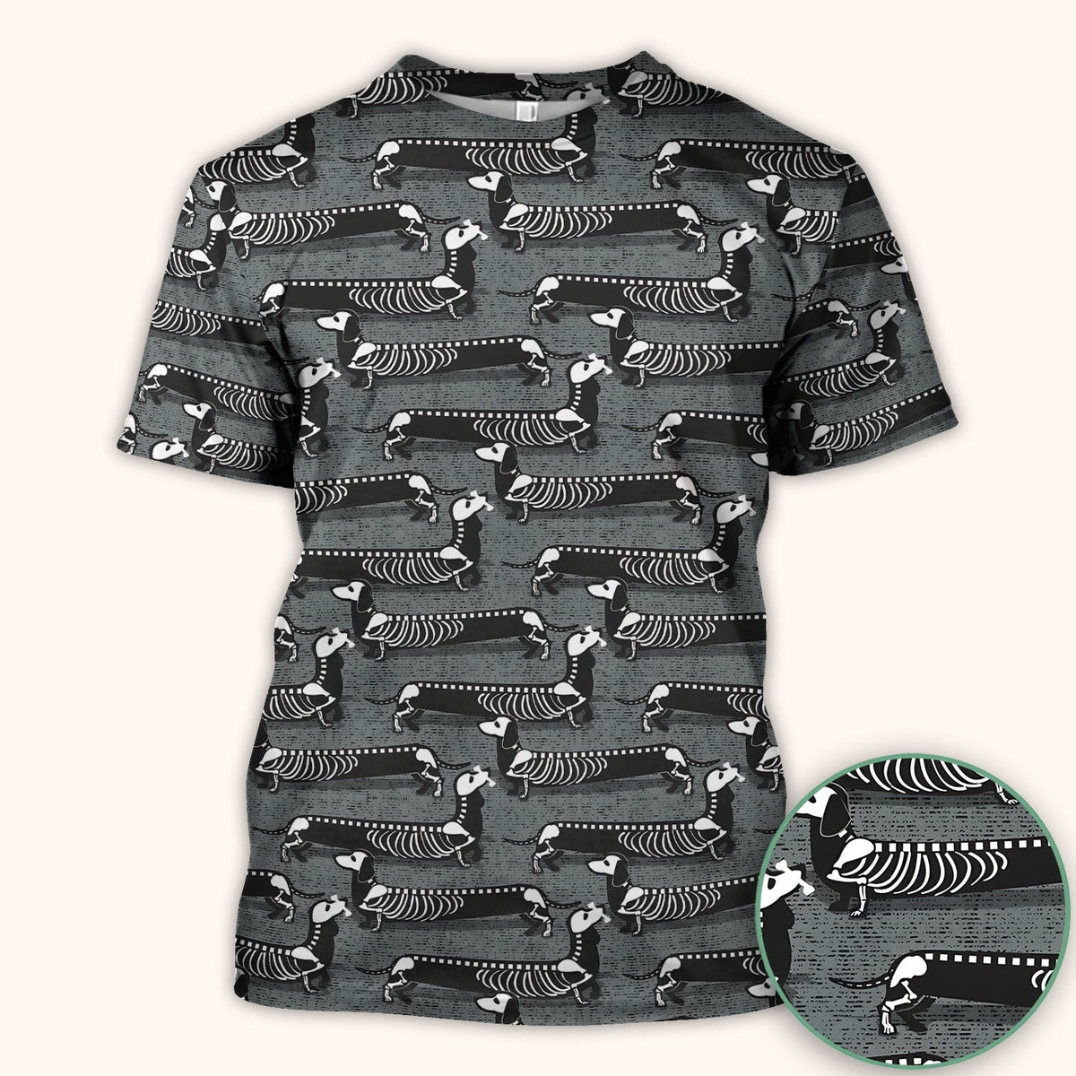 X-Ray Dachshund Skeleton Scrub Top, Comfortable Scrubs for Nurses
