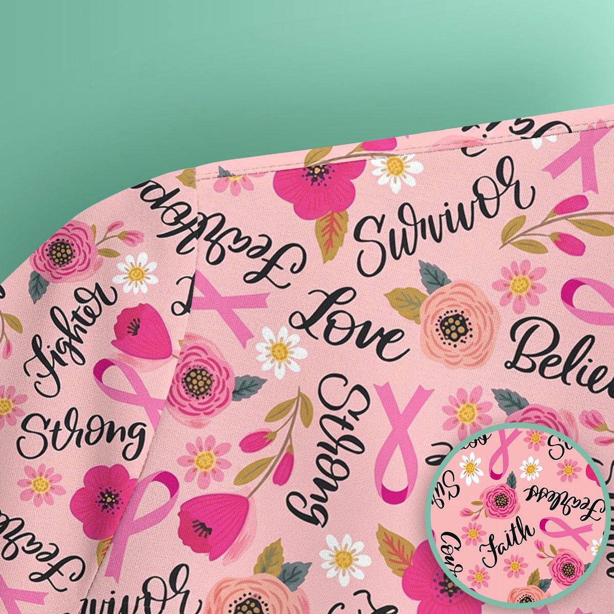Breast Cancer Awareness Oncology with Pink Ribbon Floral Pattern Scrub Top, Comfortable Scrubs for Nurses