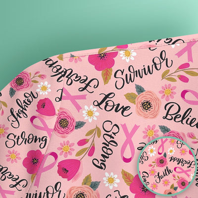 Breast Cancer Awareness Oncology with Pink Ribbon Floral Pattern Scrub Top, Comfortable Scrubs for Nurses