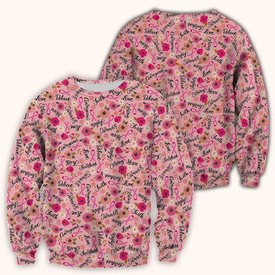 Breast Cancer Awareness Oncology with Pink Ribbon Floral Pattern Scrub Top, Comfortable Scrubs for Nurses