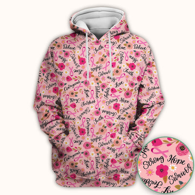 Breast Cancer Awareness Oncology with Pink Ribbon Floral Pattern Scrub Top, Comfortable Scrubs for Nurses